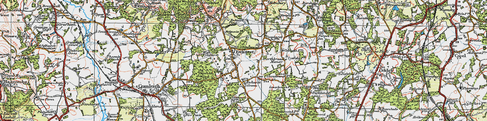 Old map of Ewhurst in 1920
