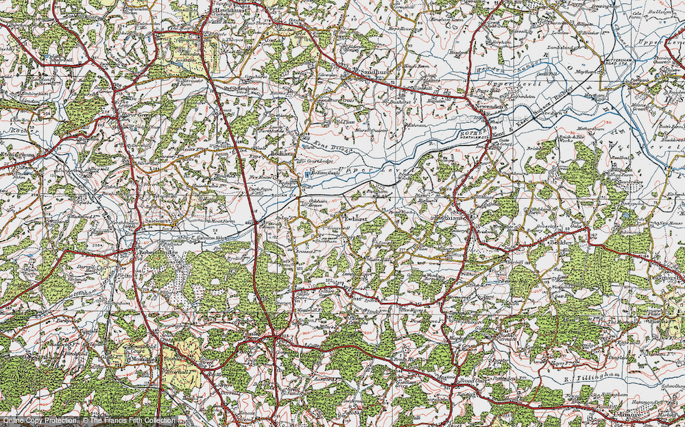 Old Map of Ewhurst Green, 1921 in 1921