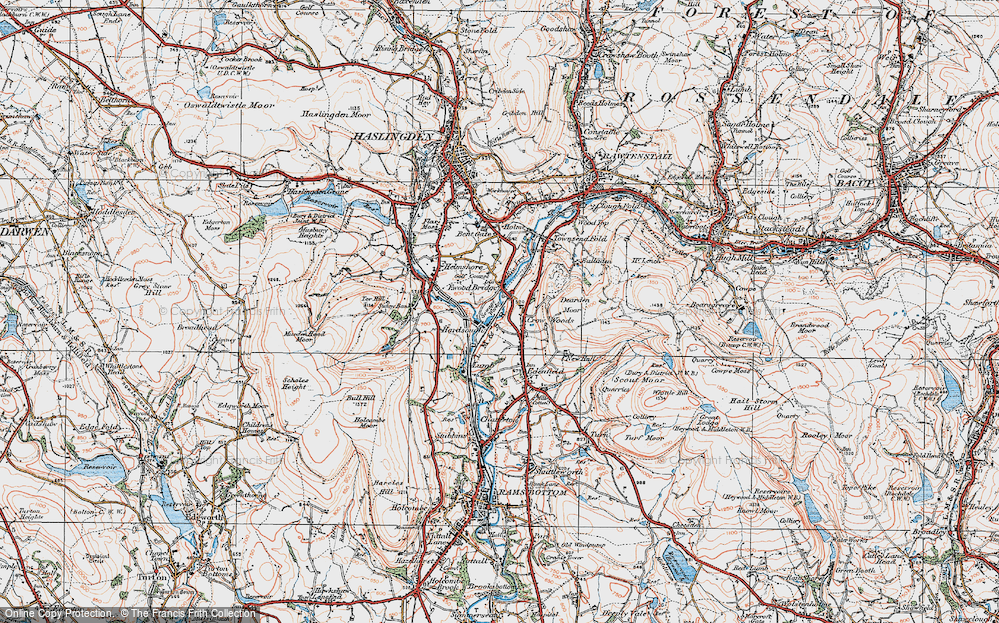 Old Map of Historic Map covering East Lancs Rly in 1924