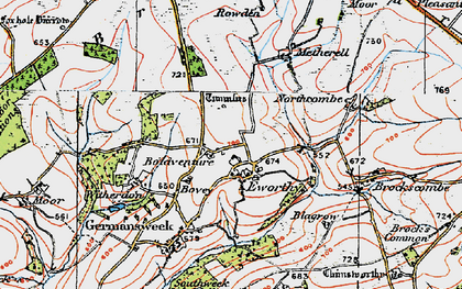 Old map of Eworthy in 1919