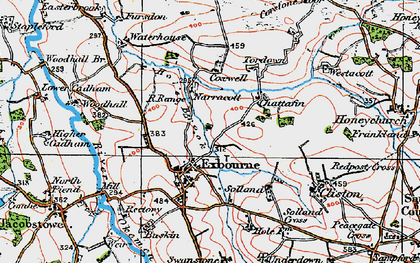 Old map of Exbourne in 1919