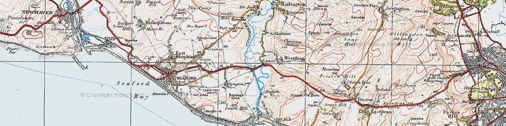 Old map of Exceat in 1920