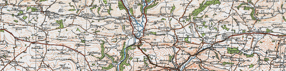 Old map of Exebridge in 1919