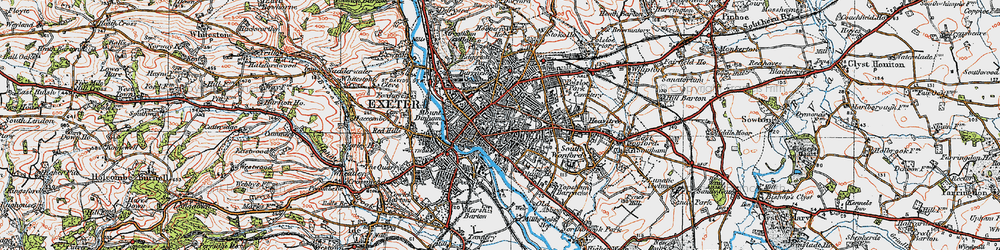 Old map of Exeter in 1919