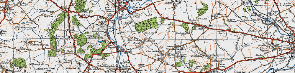 Old map of Exhall in 1919