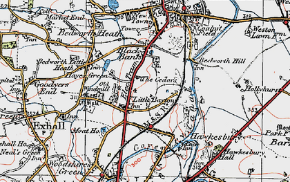 Old map of Exhall in 1920