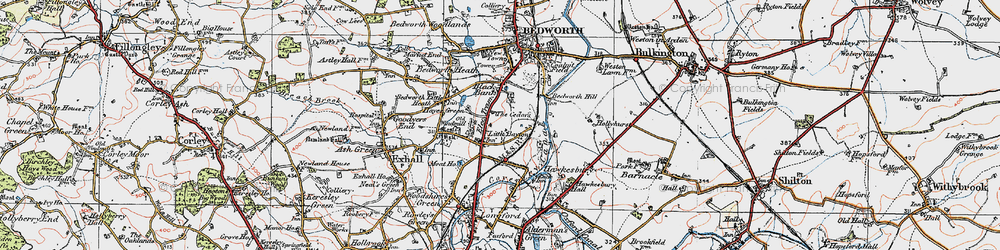 Old map of Exhall in 1920