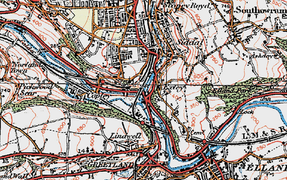 Old map of Exley in 1925