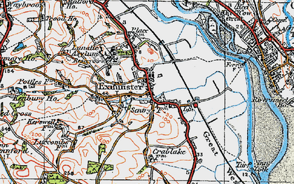 Old map of Exminster in 1919