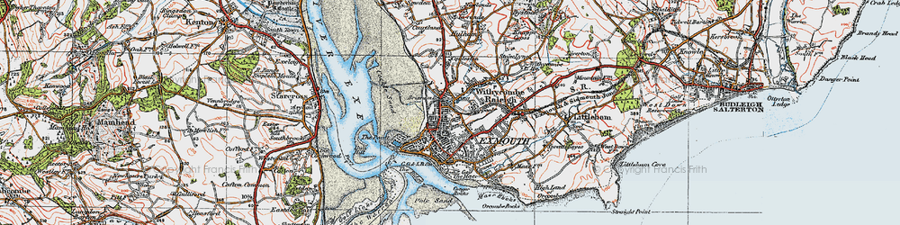Old map of Exmouth in 1919
