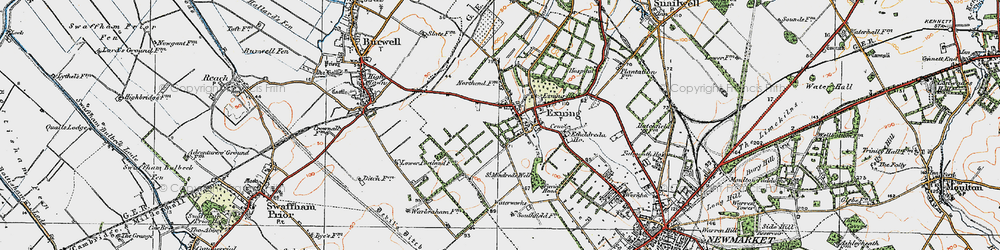Old map of Exning in 1920