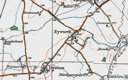 Old map of Eyeworth in 1919