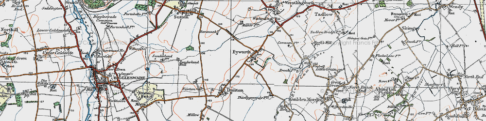 Old map of Eyeworth in 1919