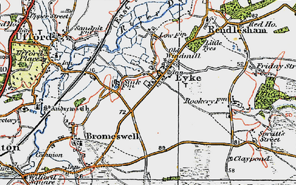 Old map of Eyke in 1921