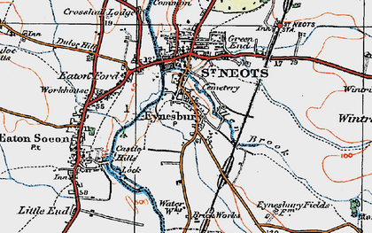 Old map of Eynesbury in 1919