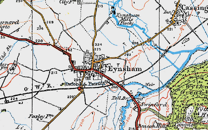 Old map of Eynsham in 1919