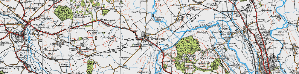 Old map of Eynsham in 1919