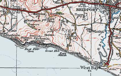 Old map of Eype in 1919