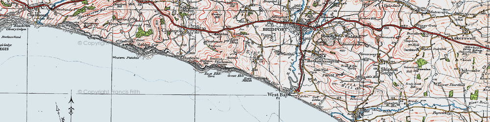 Old map of Eype in 1919