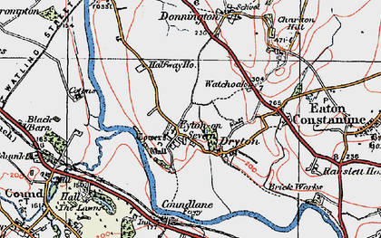 Old map of Eyton on Severn in 1921