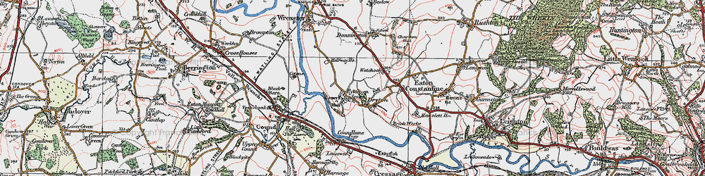 Old map of Eyton on Severn in 1921