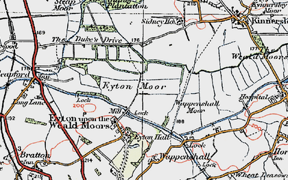 Old map of Eyton upon the Weald Moors in 1921