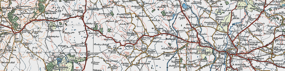 Old map of Faddiley in 1921
