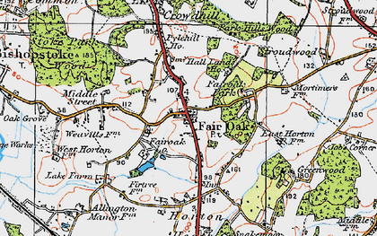 Old map of Fair Oak in 1919