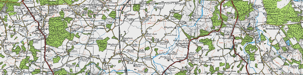 Old map of Fair Oak Green in 1919