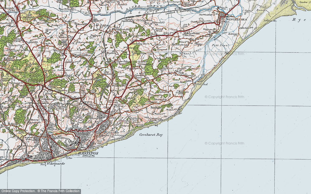 Old Map of Fairlight, 1921 in 1921