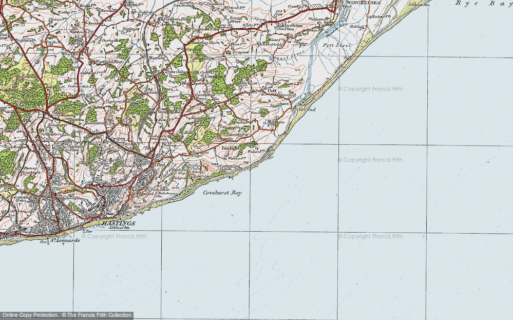 Old Map of Fairlight Cove, 1921 in 1921