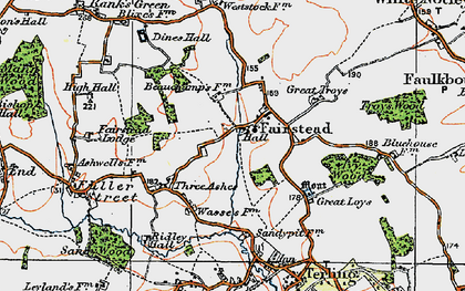 Old map of Fairstead in 1921