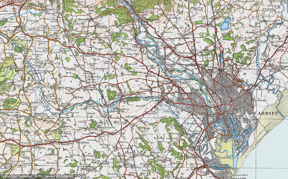 Old Map of Fairwater, 1919 in 1919