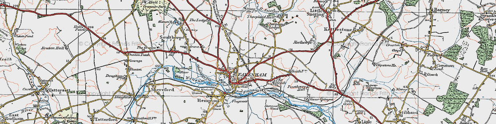 Old map of Fakenham in 1921