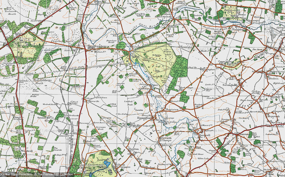 Old Map of Fakenham Magna, 1920 in 1920