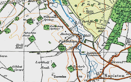 Old map of Euston Park in 1920