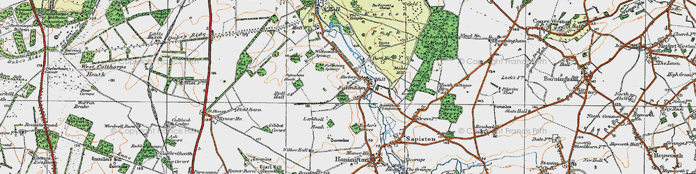 Old map of Euston Park in 1920