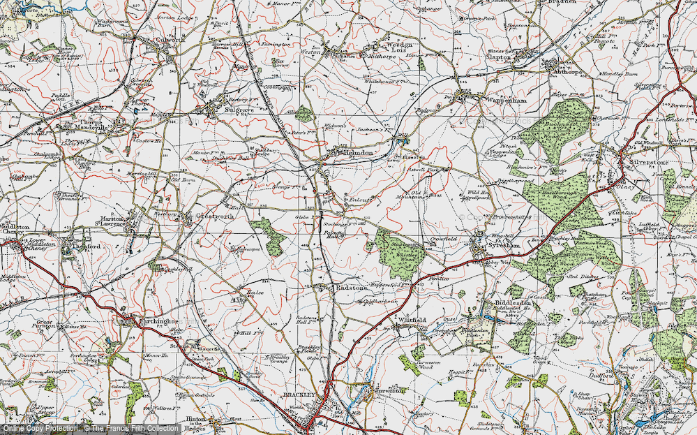 Old Map of Historic Map covering Blackpits Barn in 1919
