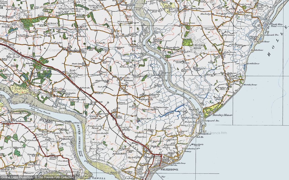 Old Map of Falkenham, 1921 in 1921