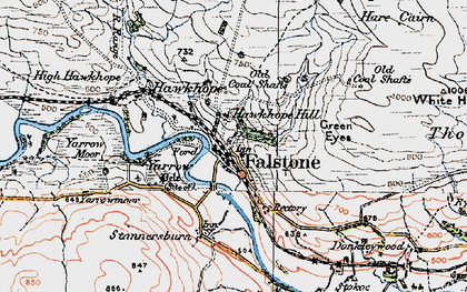Old map of Falstone in 1925