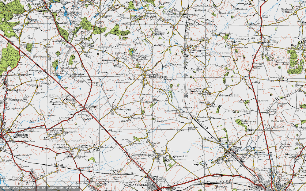 Old Map of Fancott, 1919 in 1919
