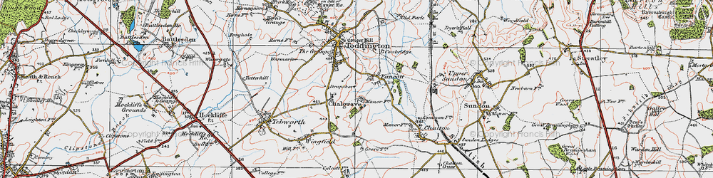 Old map of Fancott in 1919