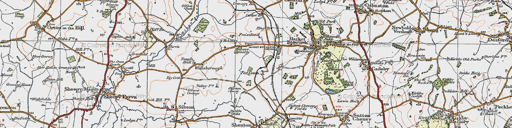 Old map of Far Coton in 1921
