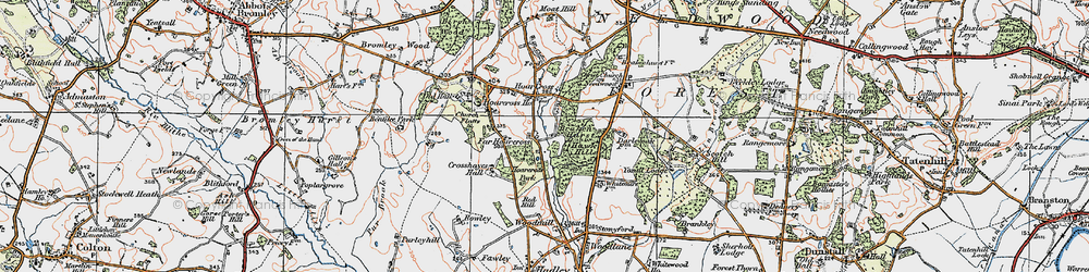 Old map of Far Hoarcross in 1921