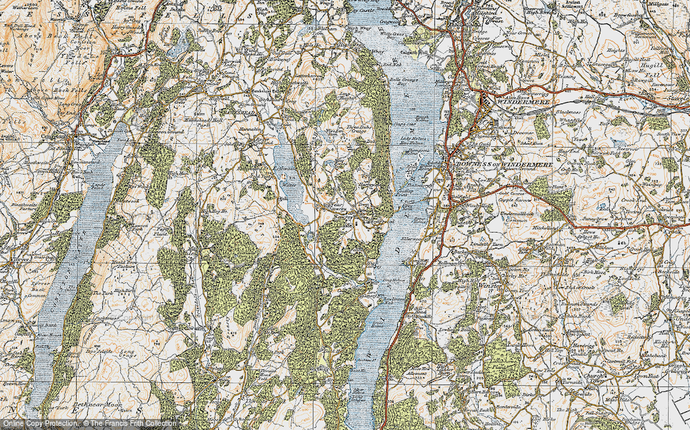 Old Map of Historic Map covering Bishop Woods in 1925