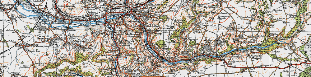 Old map of Far Thrupp in 1919