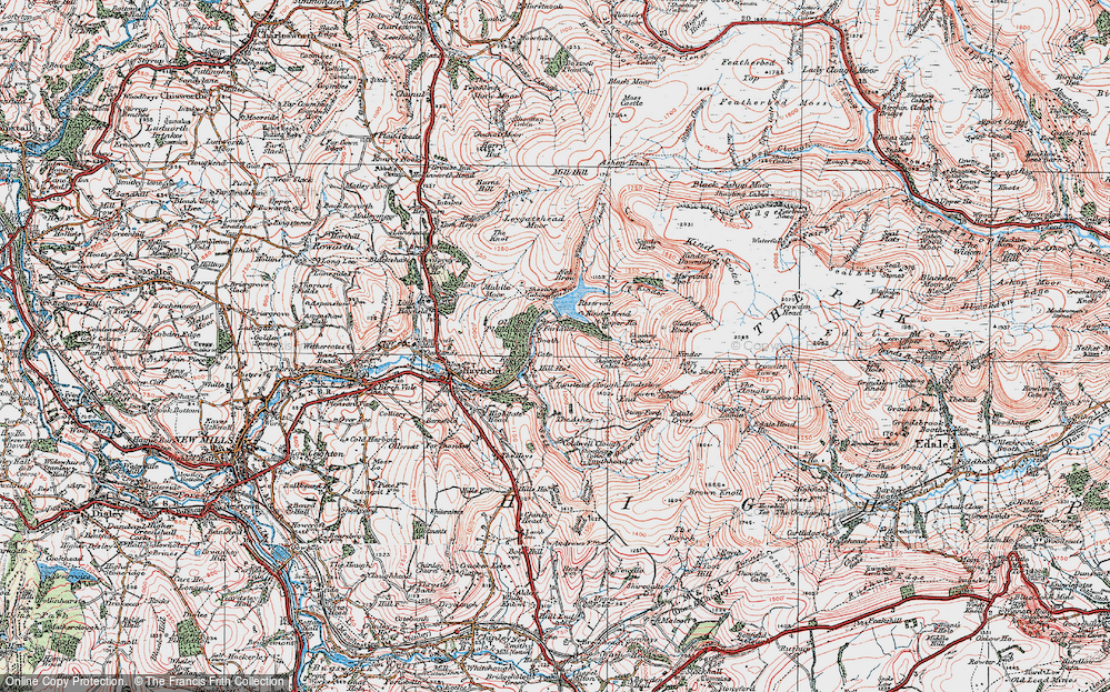 Old Map of Historic Map covering Broad Clough in 1923