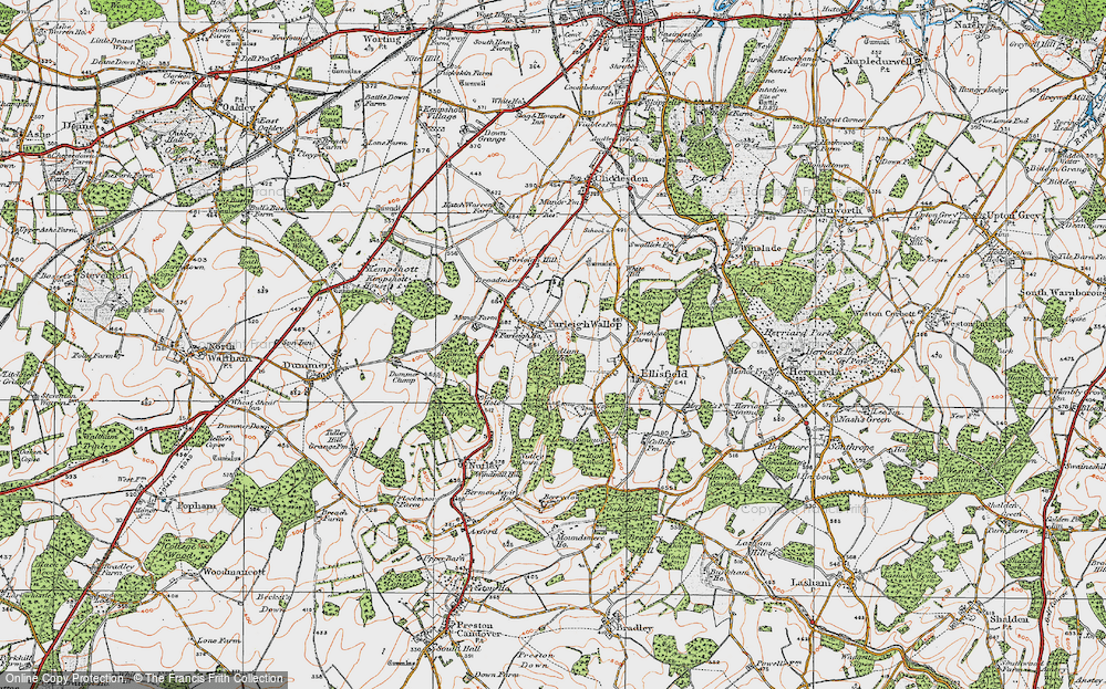 Old Map of Historic Map covering Bedlam Bottom in 1919