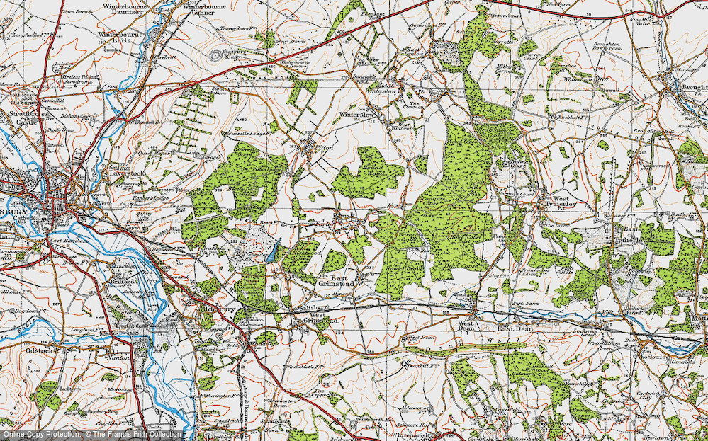 Old Map of Historic Map covering Barnridge Copse in 1919