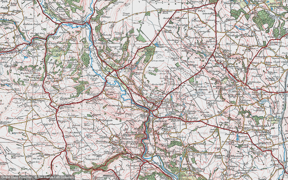 Old Map of Historic Map covering Matlock Moor in 1923